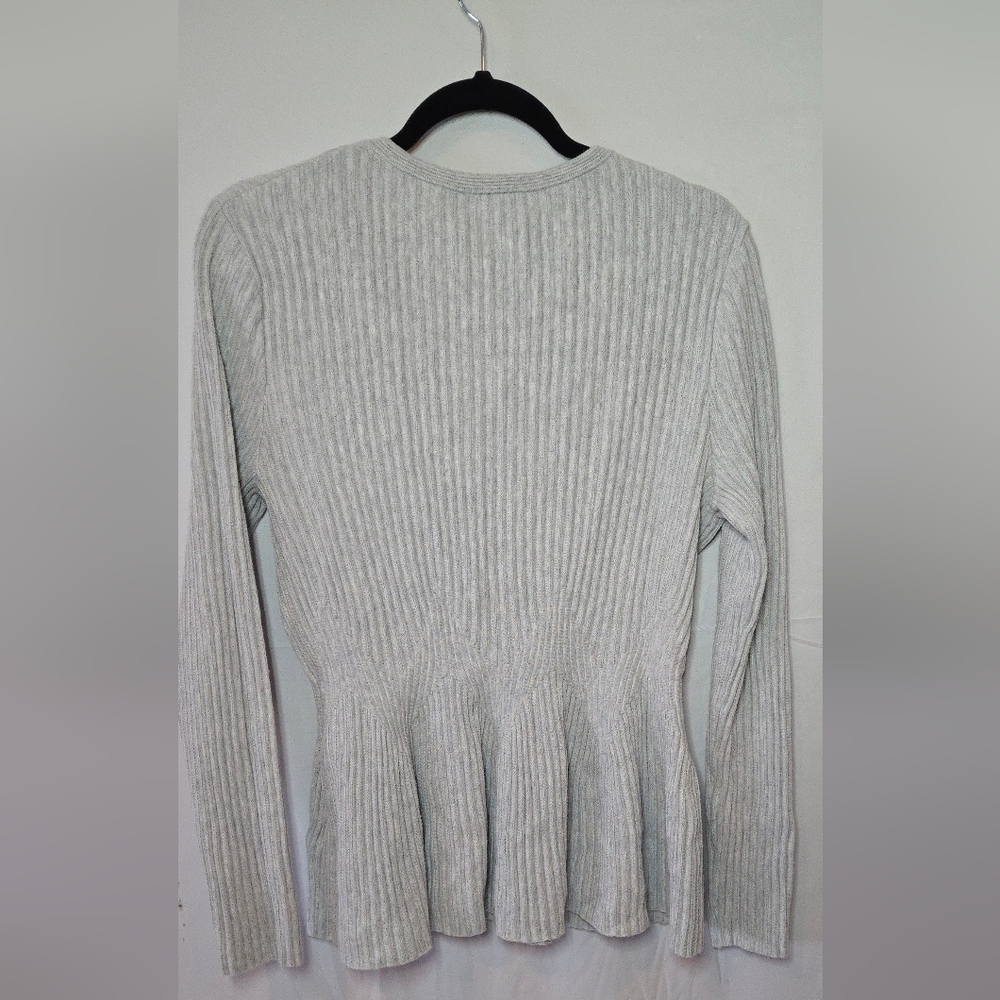 Ted Baker London Women's 4/Large Gray Peplum Ribbed Knit Sweater - Picture 6 of 6